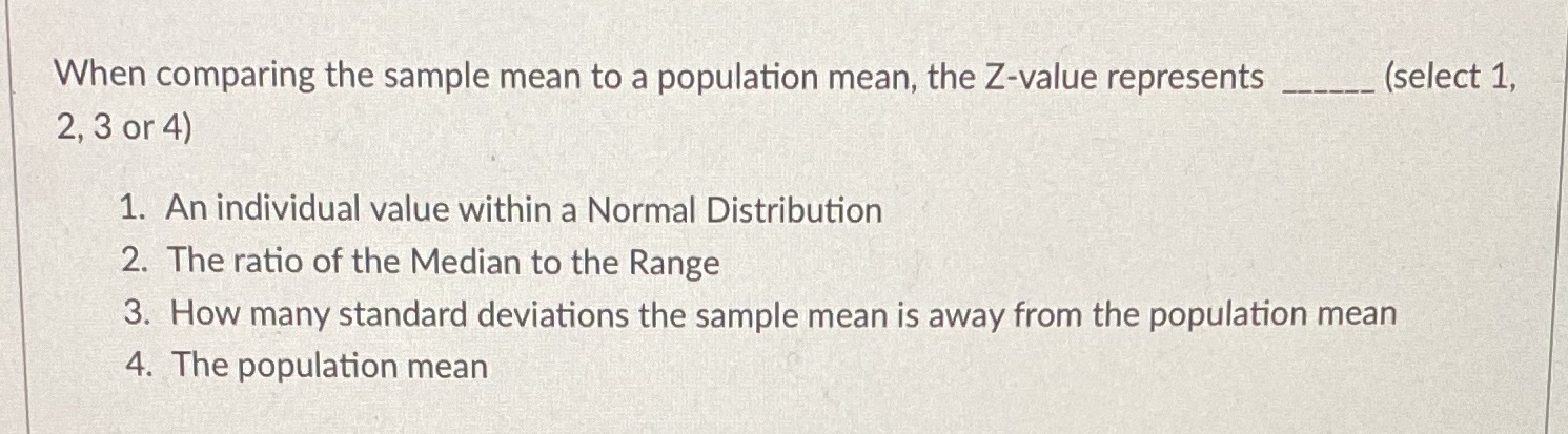 represents (select 1, 2, 3 or 4) 1. An individual value within