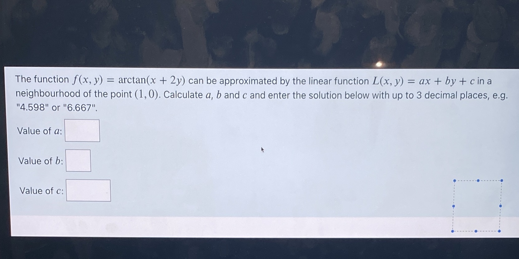 approximated by the linear function L(x, y) = ax + by +