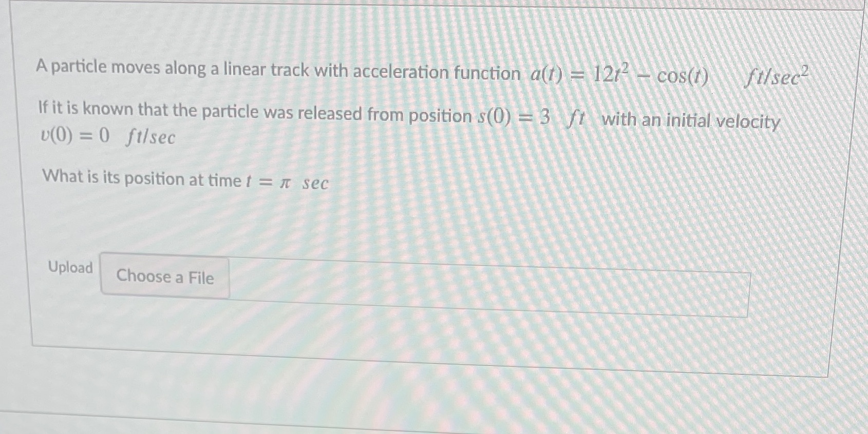  Math 3A please show work A particle moves along a linear