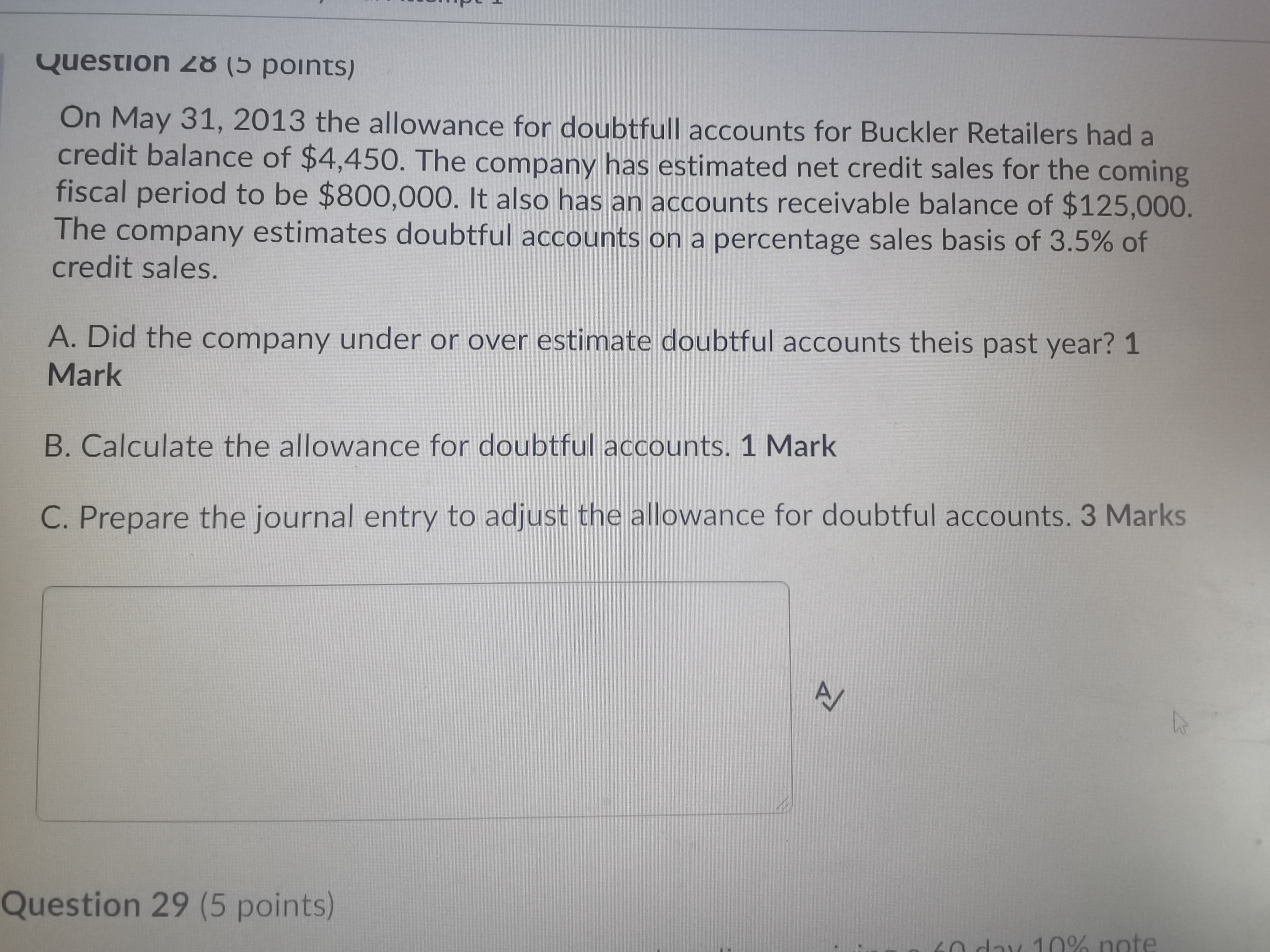 for Buckler Retailers had a credit balance of $4,450. The company bas