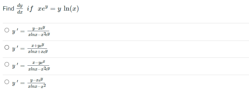 x Inx4-:reY x yeX xlnx.y yxeY 2