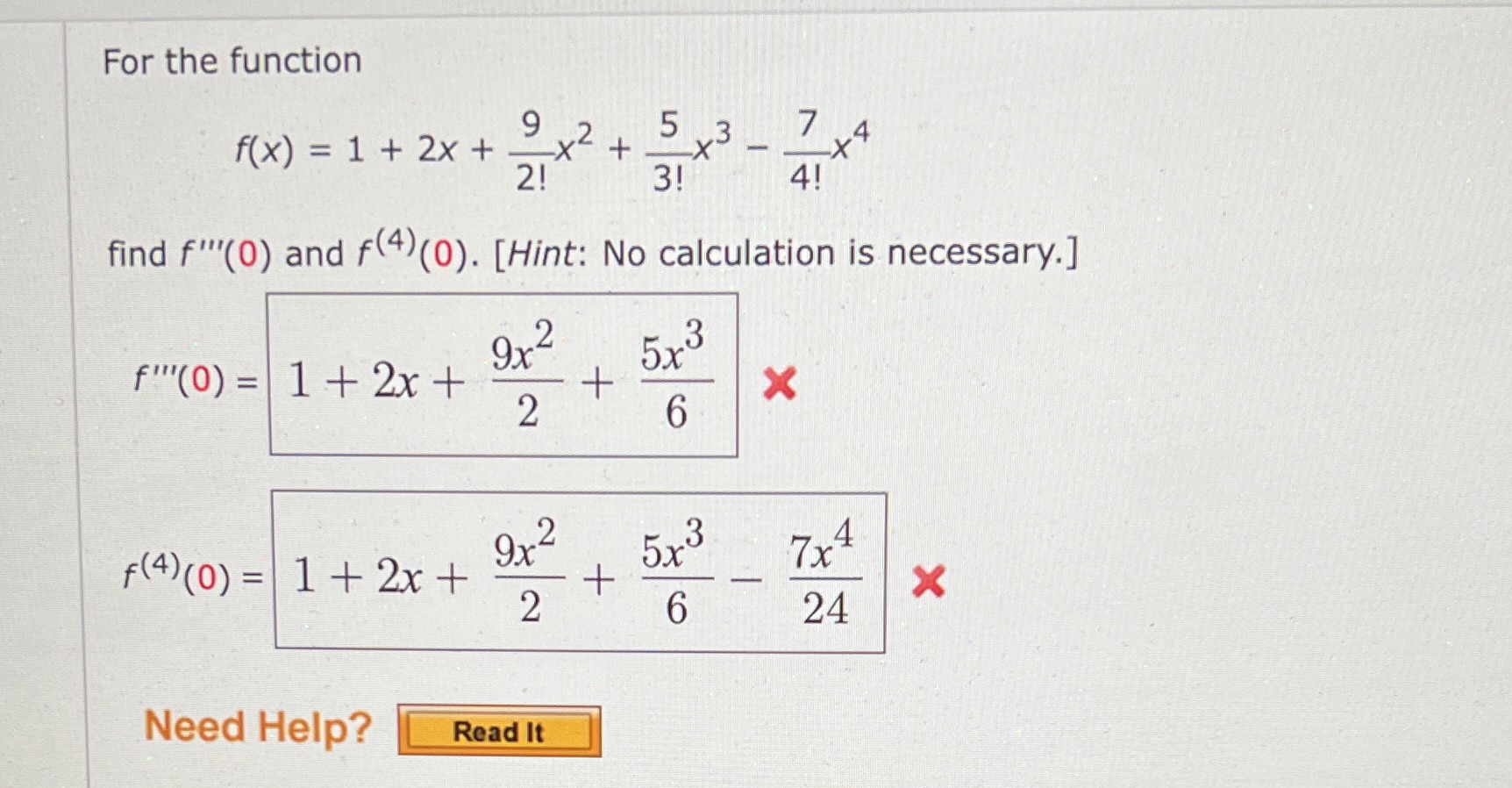  For this function find f'''(0) and f""(0) For the function 9