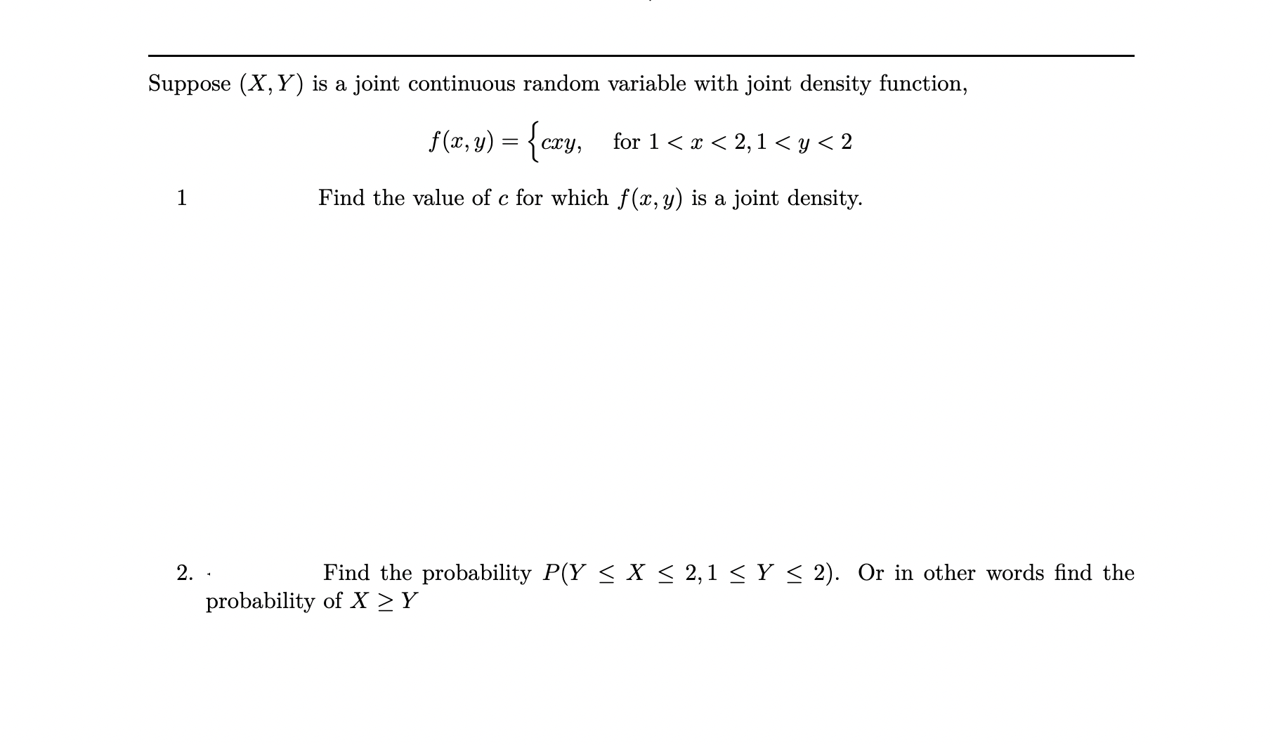 function, ccy, for 1 < < 2,1 < y < 2 Find