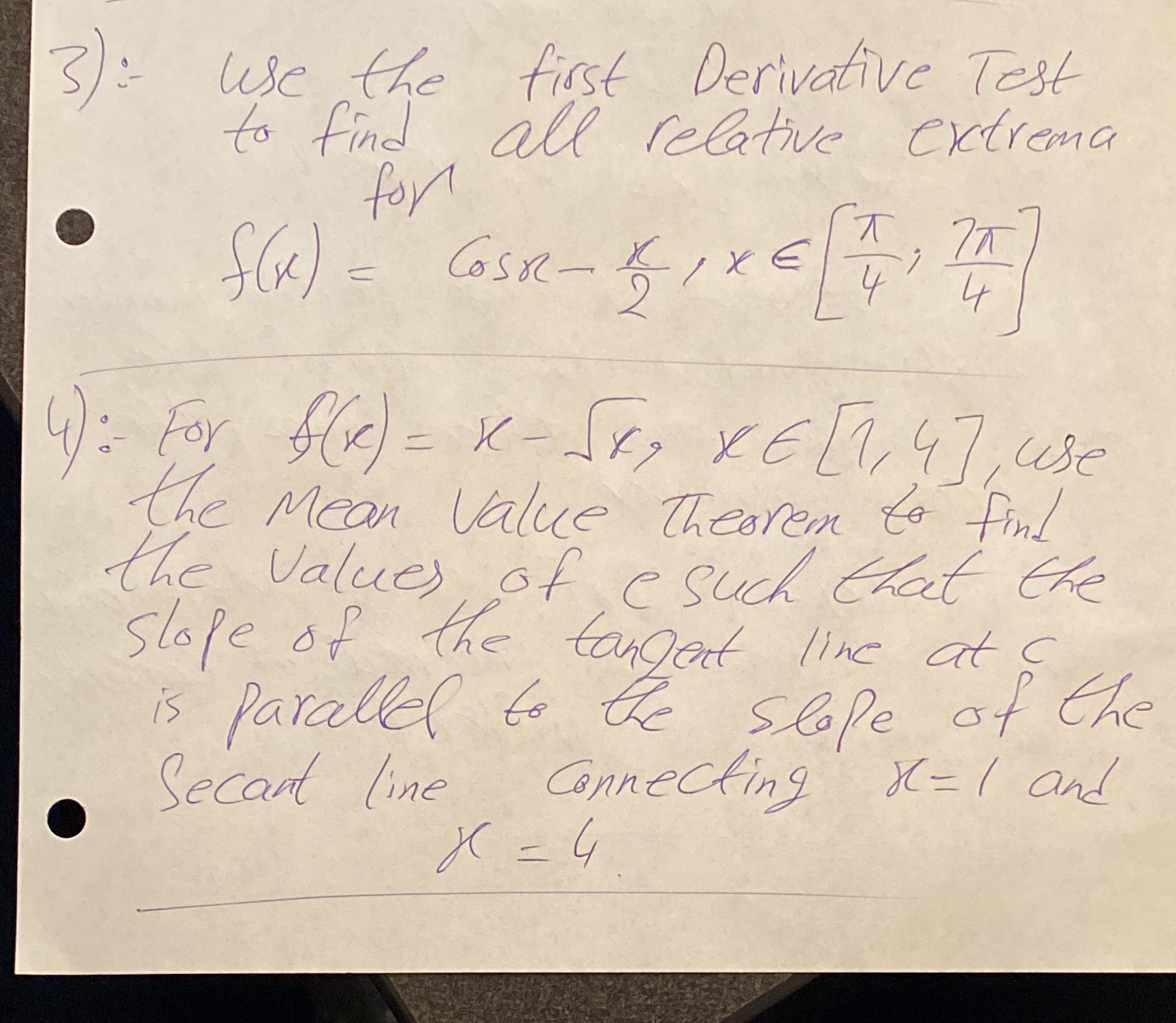 relative extrema for f (x ) = CoSR - KIXE 4 1