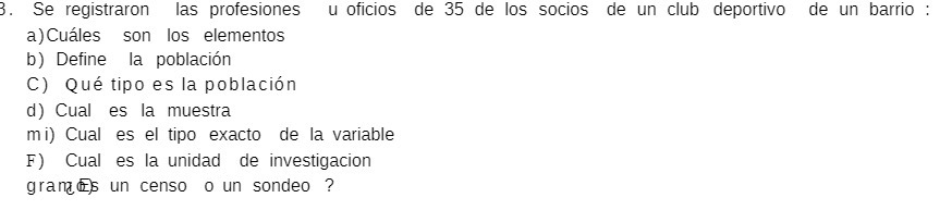Se registraron las profesiones a) Cules son los elementos b) Define la