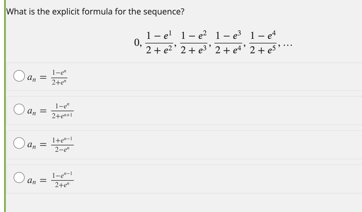 What is the explicit formula for the sequence? I en 24-en I