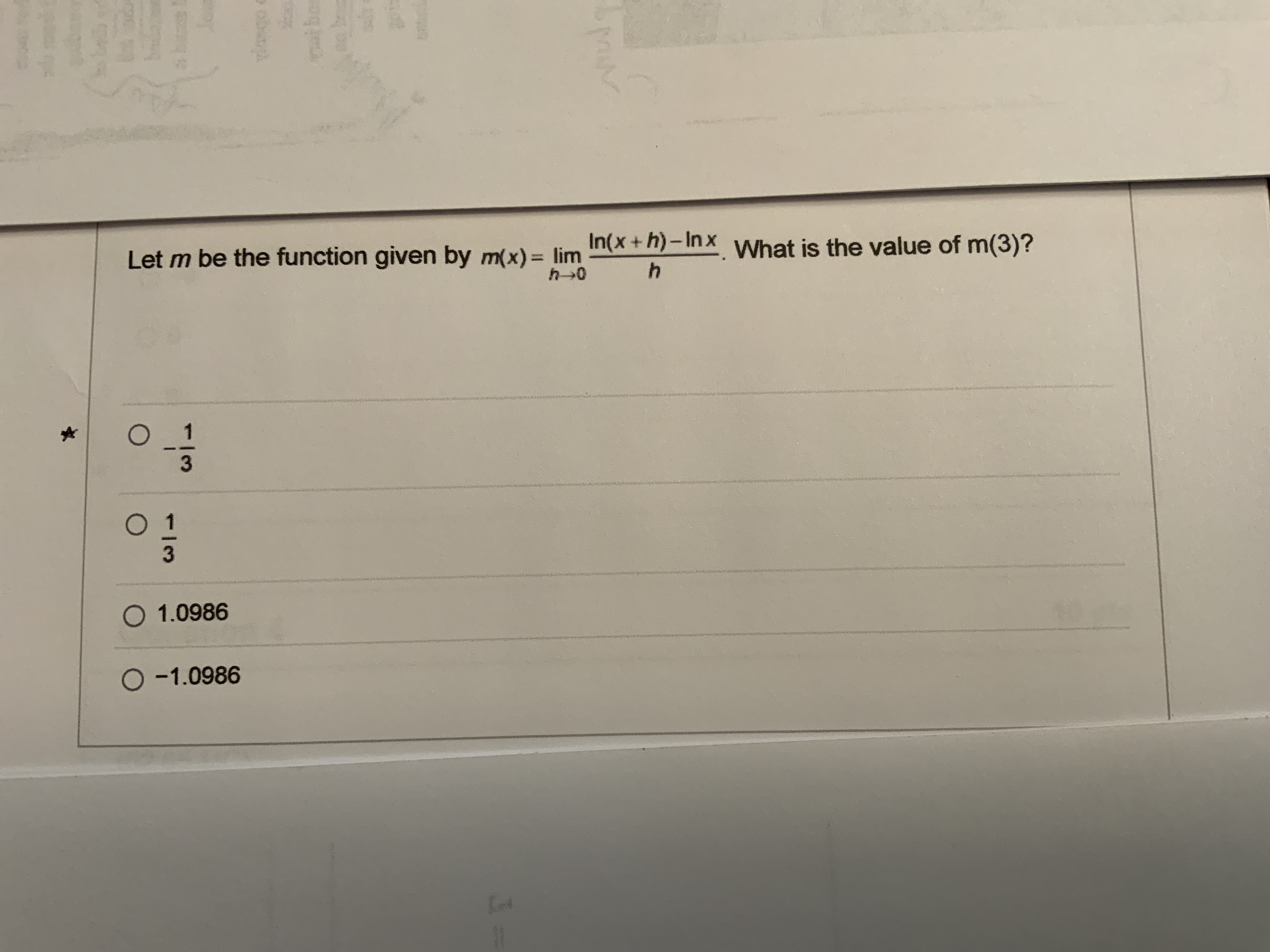 Let m be the function given by m(x) = lim In(x