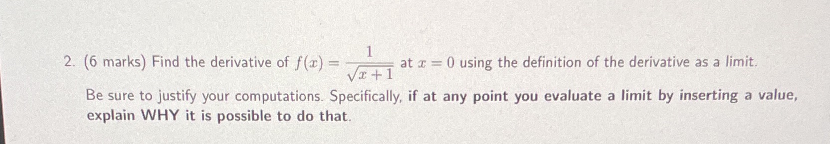 f(x) = - 1 at x = 0 using the definition of