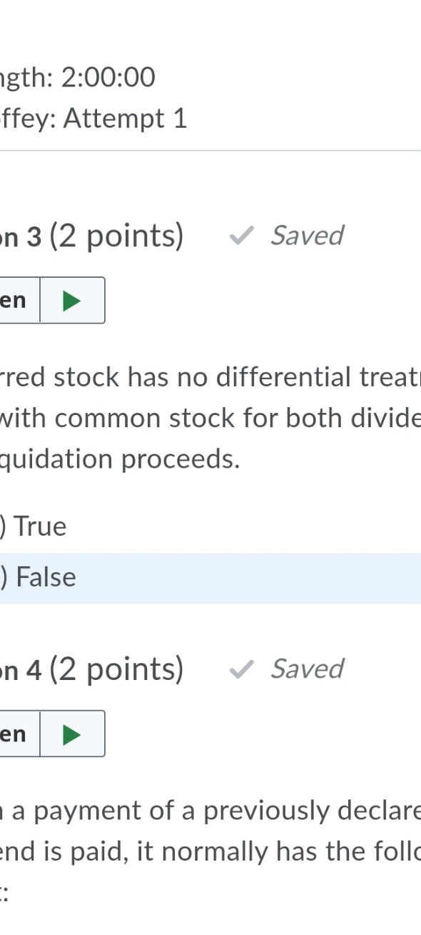 points) Saved en red stock has no differential treat with common stock