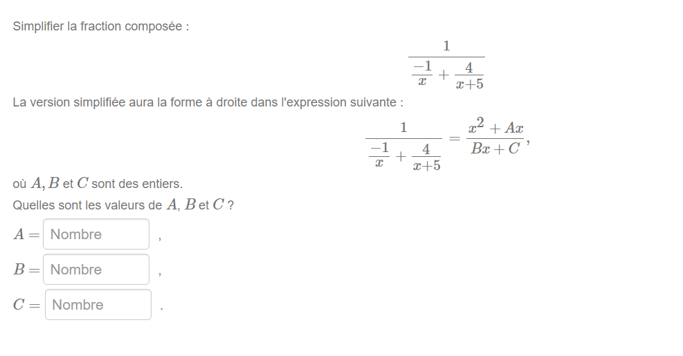 la forme droite dans l'expression suivante : 1 1 4 o A,