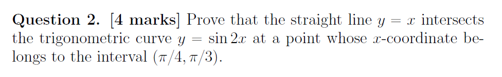 1: intersects the trigonometric curve 3; = sin 23: at a point