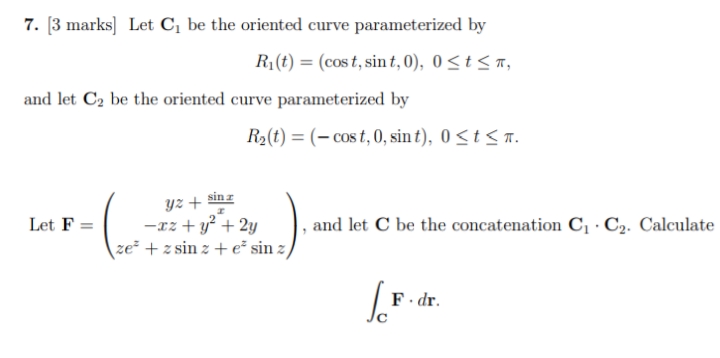Ri(t) = (cost, sint, 0), Ots*, and let C2 be the oriented