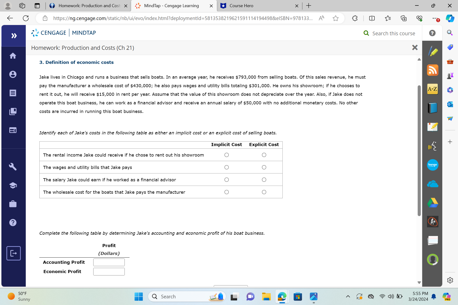  & C ) https:/g.cengage.com/staticb/ui/evo/index.html?deploymentld=58135382196215911141944988teISBN=978133... 4 # CENGAGE | MINDTAP Homework: Production