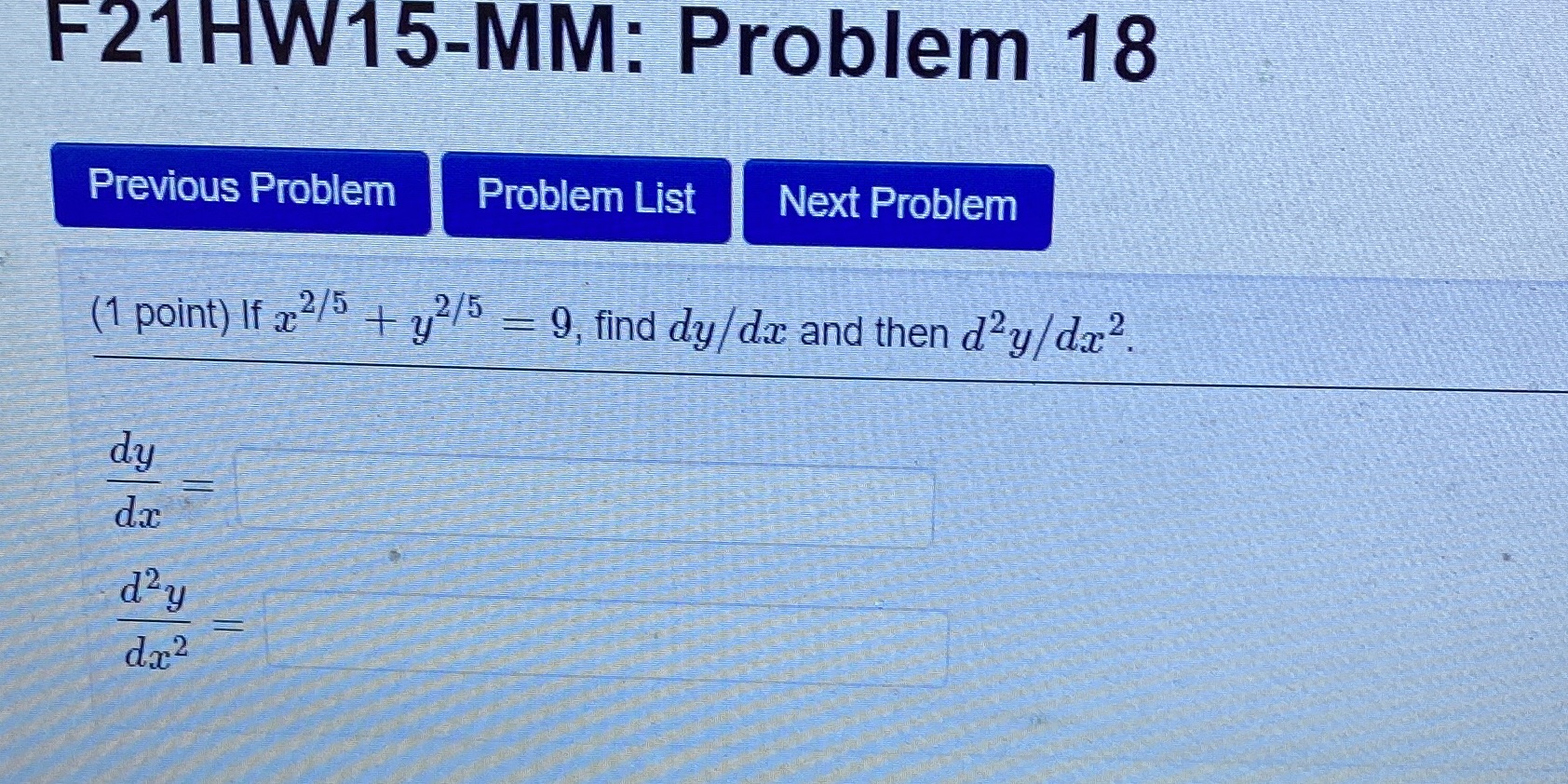 F21HW15-MM: Problem 18 Previous Problem Problem List Next Problem (1 point)