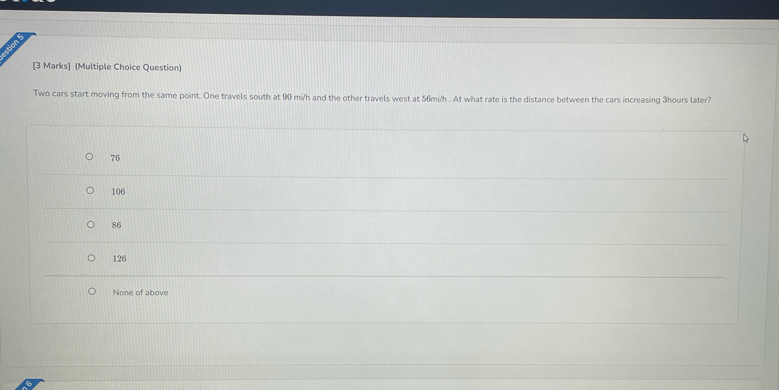 from the same point. One travels south at 90 mi/h and the