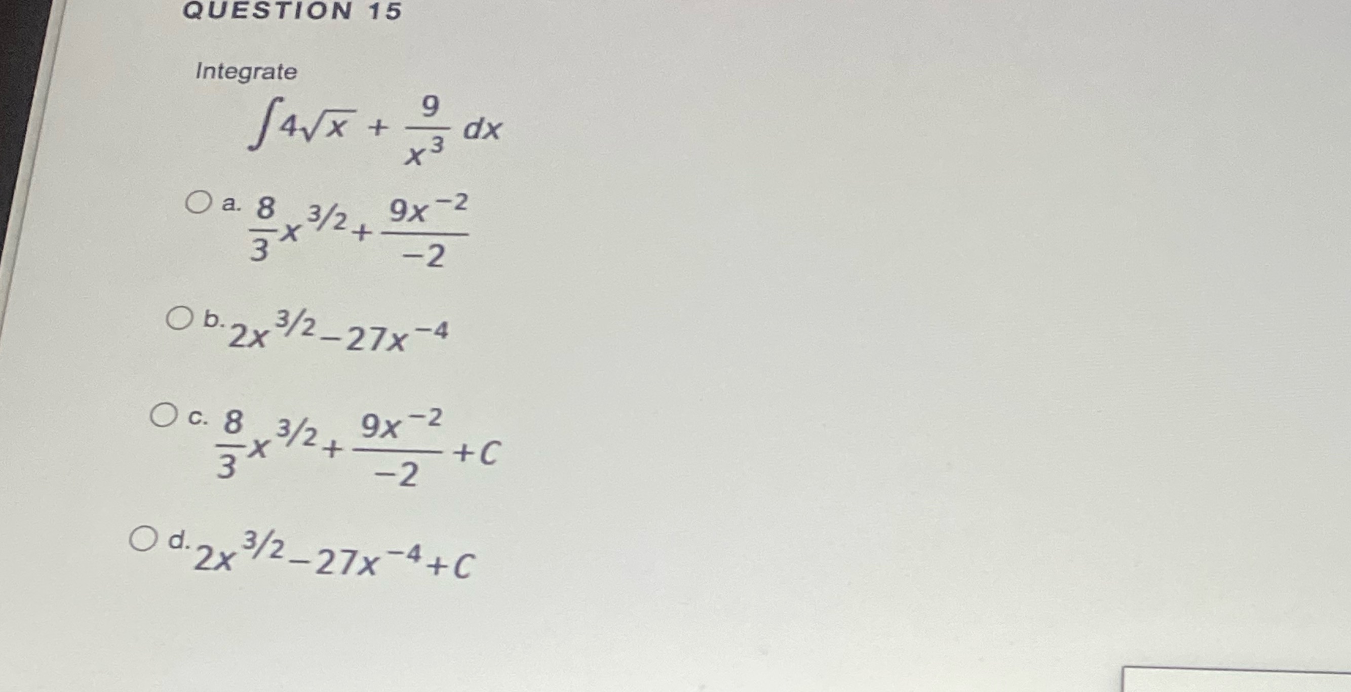 8 3/2 + 9x -2 3 X -2 O b . 2,