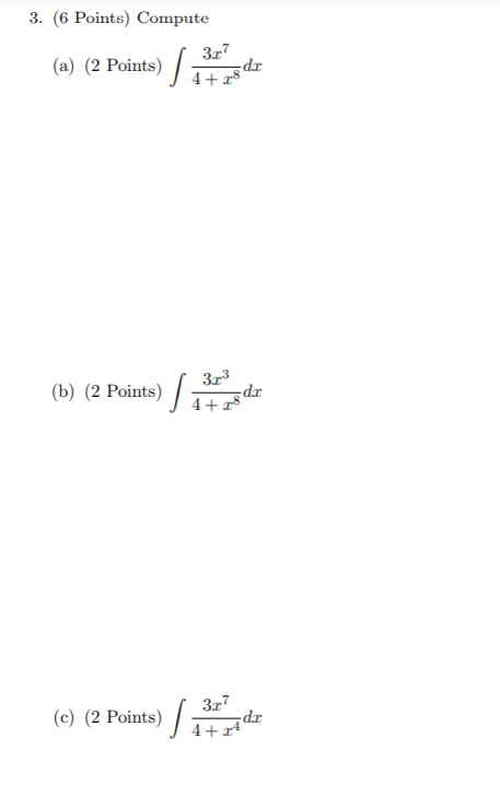 Please help with the following calculus question: 3. (6 Points) Compute