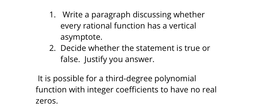  Please write clear 1. Write a paragraph discussing whether every rational