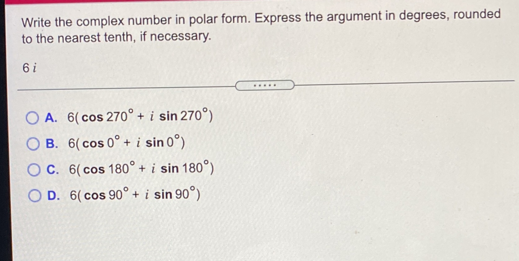 polar form. Express the argument in degrees, rounded to the nearest tenth,
