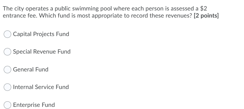 a public swimming pool where each person is assessed a $2 entrance
