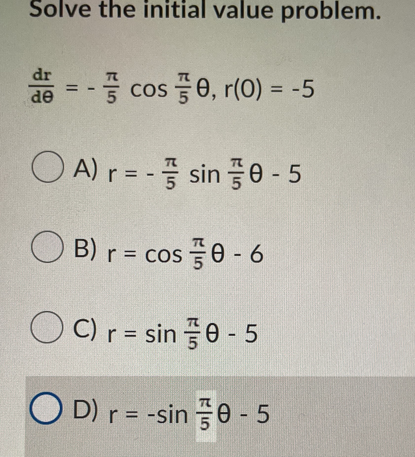 r(0) = -5 OAr = - 5 sin 50 - 5 OBJ