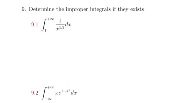  Please show How to do this question? 9. Determine the improper