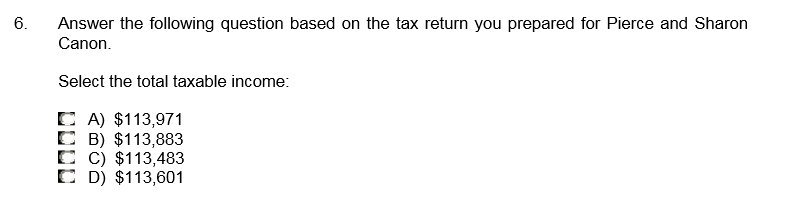  6. Answer the following question based on the tax return you