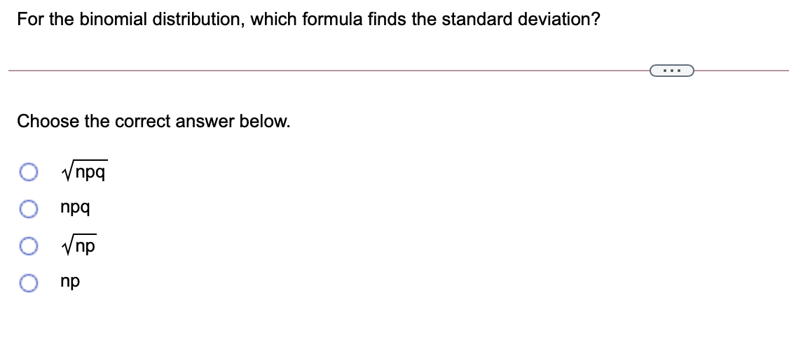 Choose the correct answer below. 0 (mm npq M "p 000