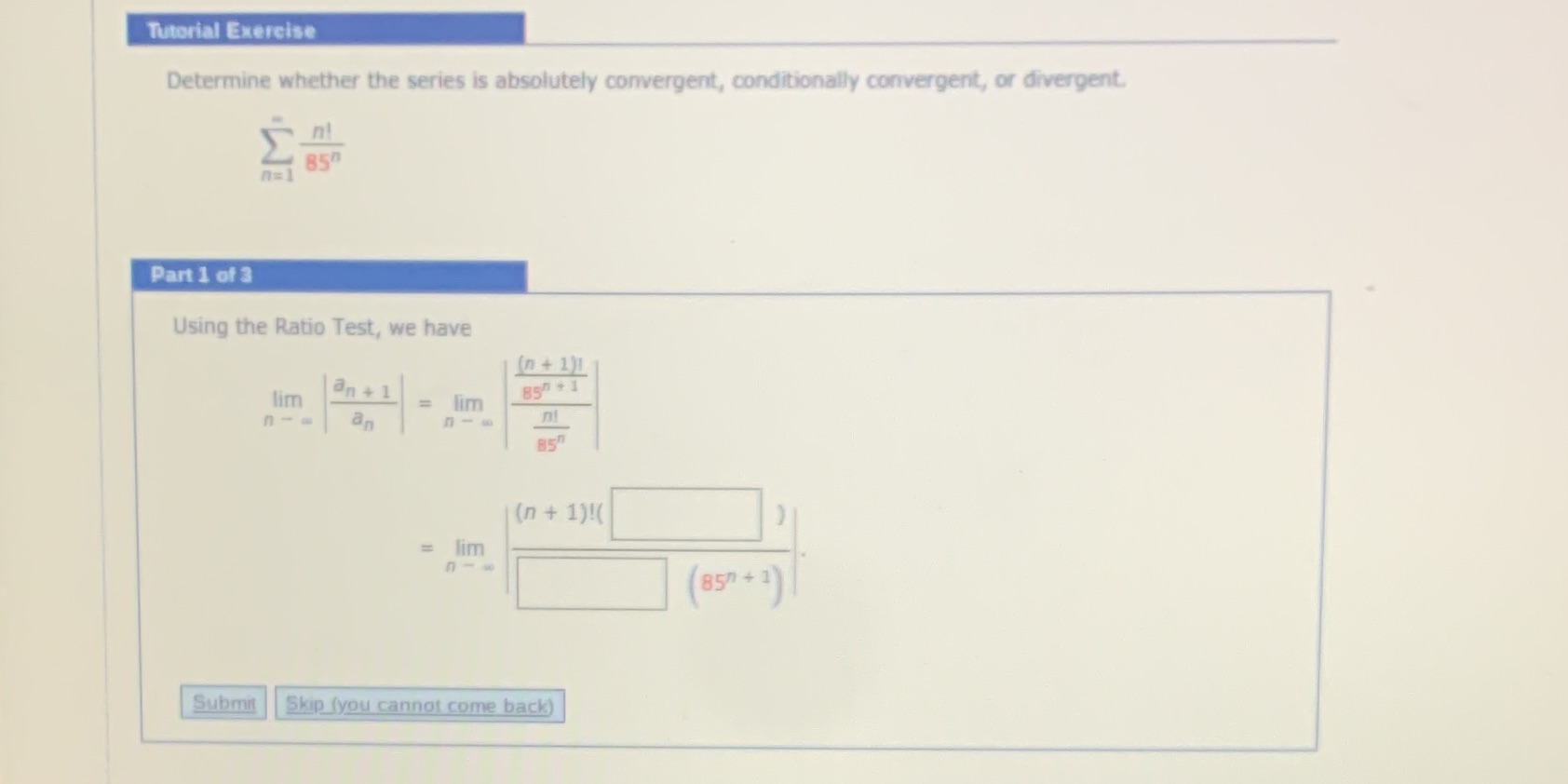  Tutorial Exercise Determine whether the series is absolutely convergent, conditionally convergent,