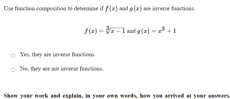  Use function composition to determine if f (I) and g (a?)