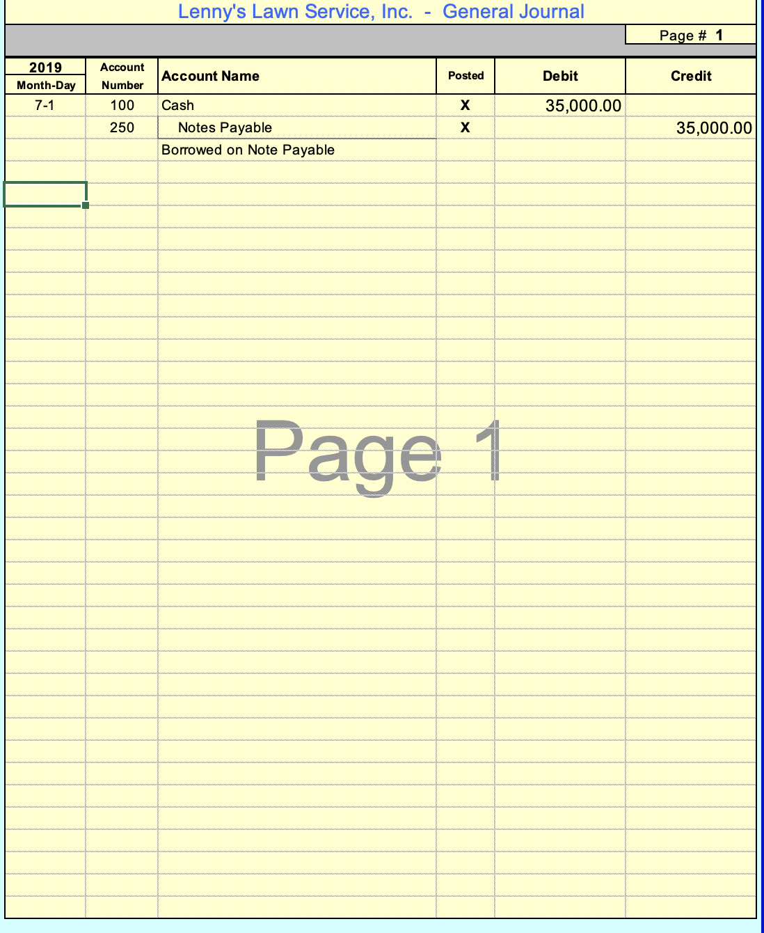 GL Liab-Equity, GL Rev-Exp tabs Forms for the July 31, 2019: PreClosing