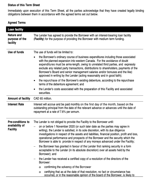 the company's expansion of production into western Canada; and To refinance a