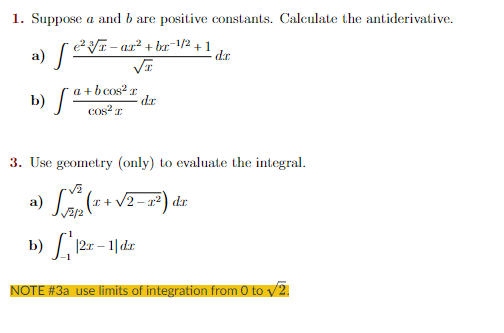  problems # 1a, b and 3a, b. 1. Suppose a and