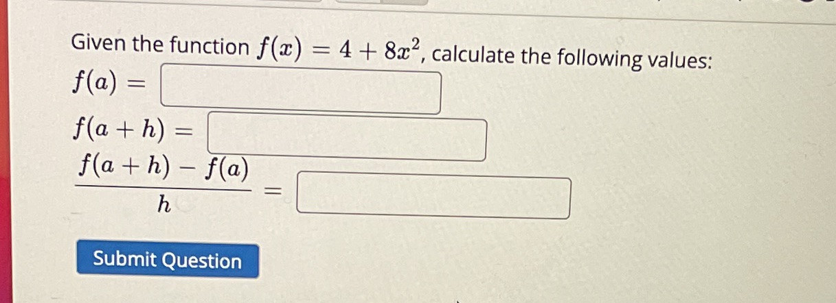 values: f ( a = flat h) = flat h) - f(a)