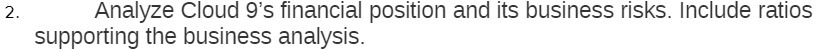 ratios supporting the business analysis
