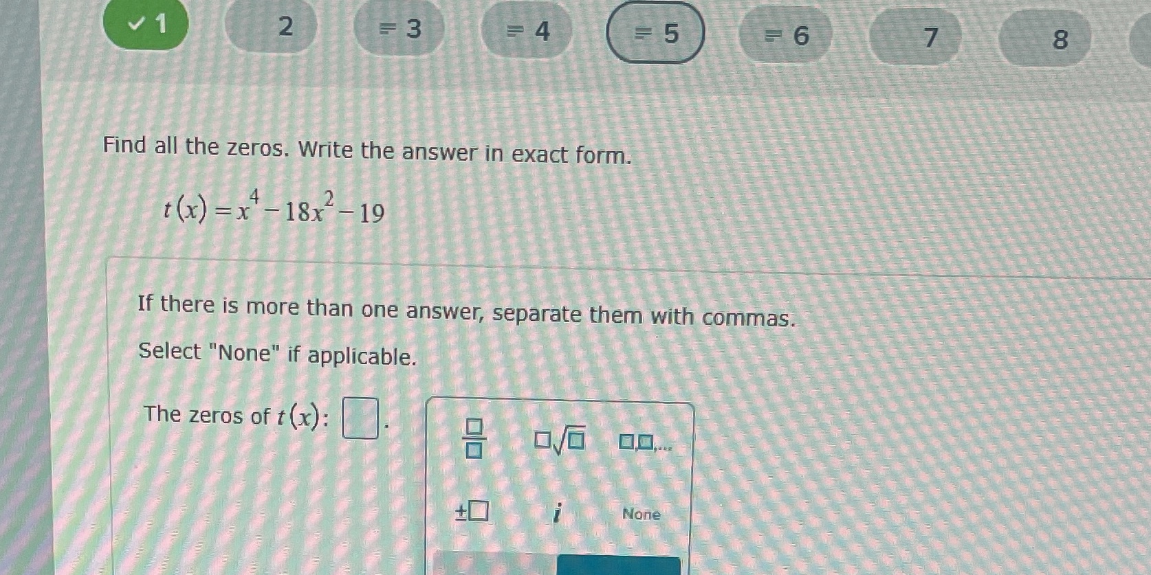  V 1 2 =3 = 4 = 5 = 6 7