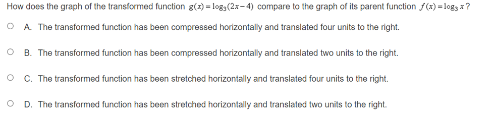 ( x + 4) +6 N O B. y= -log, (x+4)+6 O