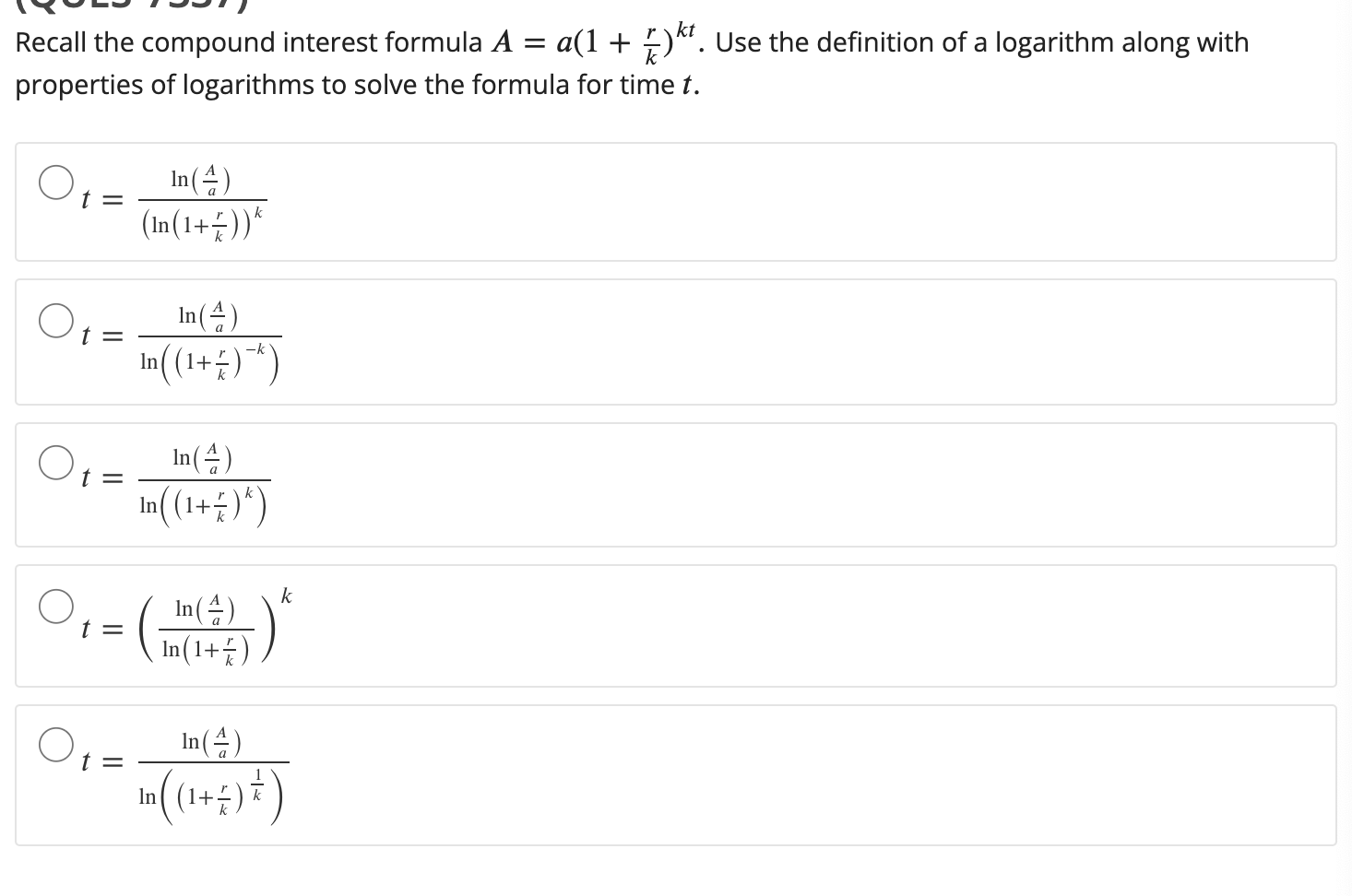  Recall the compound interest formula A = a(1 + *)" .