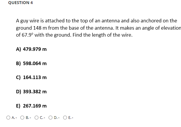 an antenna and also anchored on the ground 148 m from the