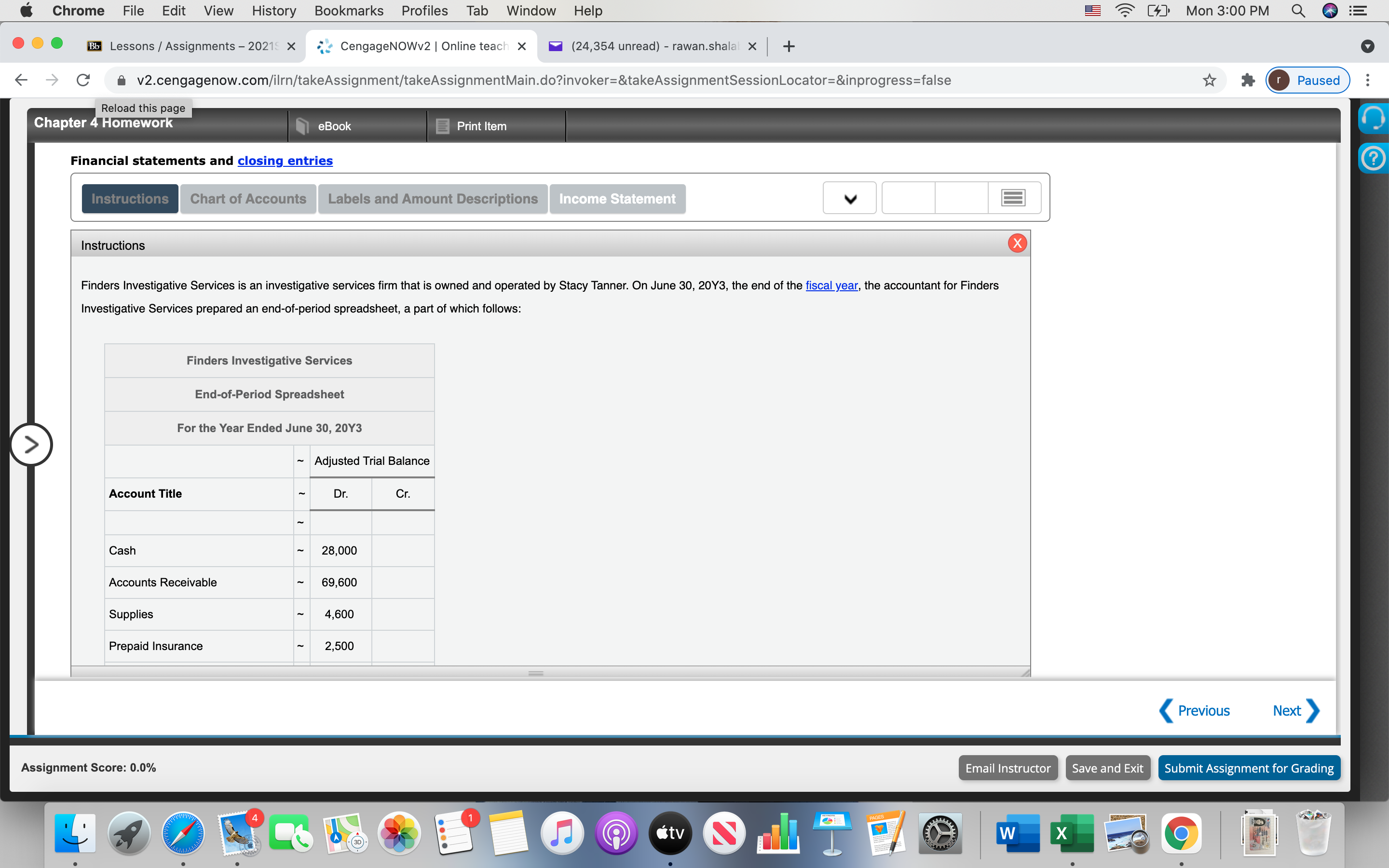 Assignments - 20215 X CengageNOWv2 | Online teach X (24,354 unread) -