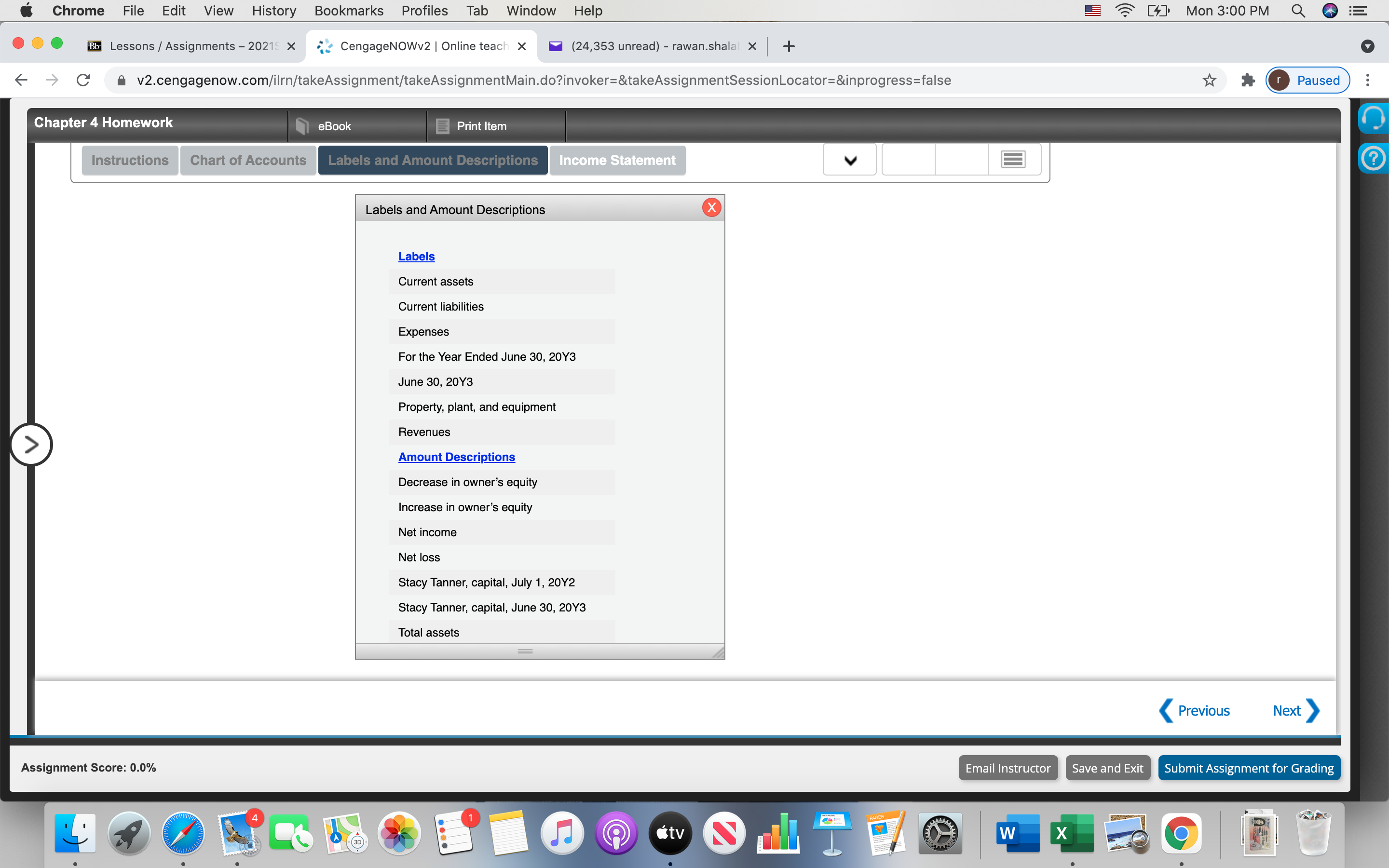 Unearned Rent 2,000 Stacy Tanner, Capital 373,800 Stacy Tanner, Drawing 12,000 Service