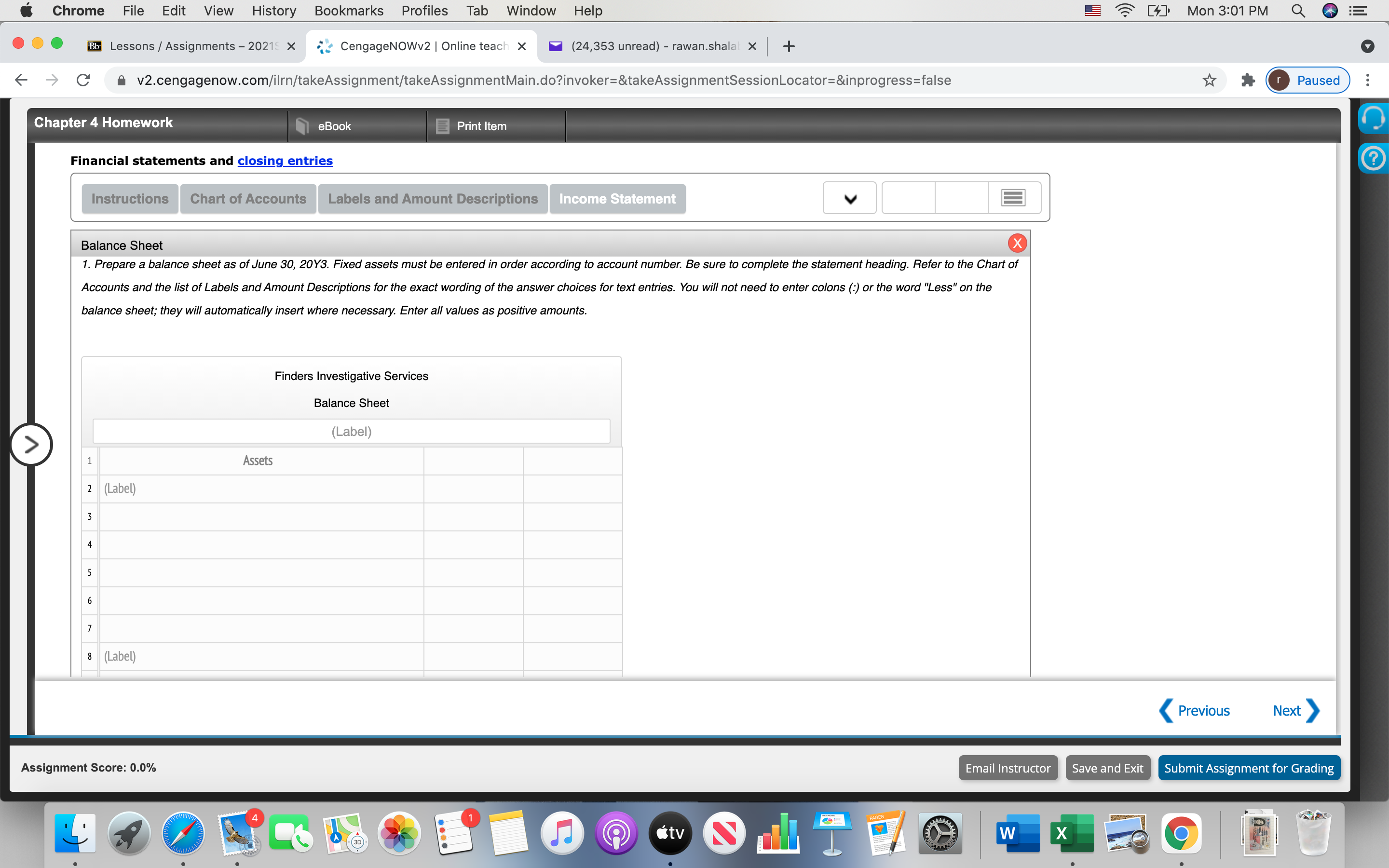X CengageNOWv2 | Online teach X (24,353 unread) - rawan.shalal x +