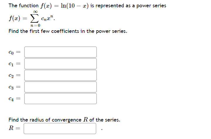 Step by step answer please The function f(a) = In(10 -