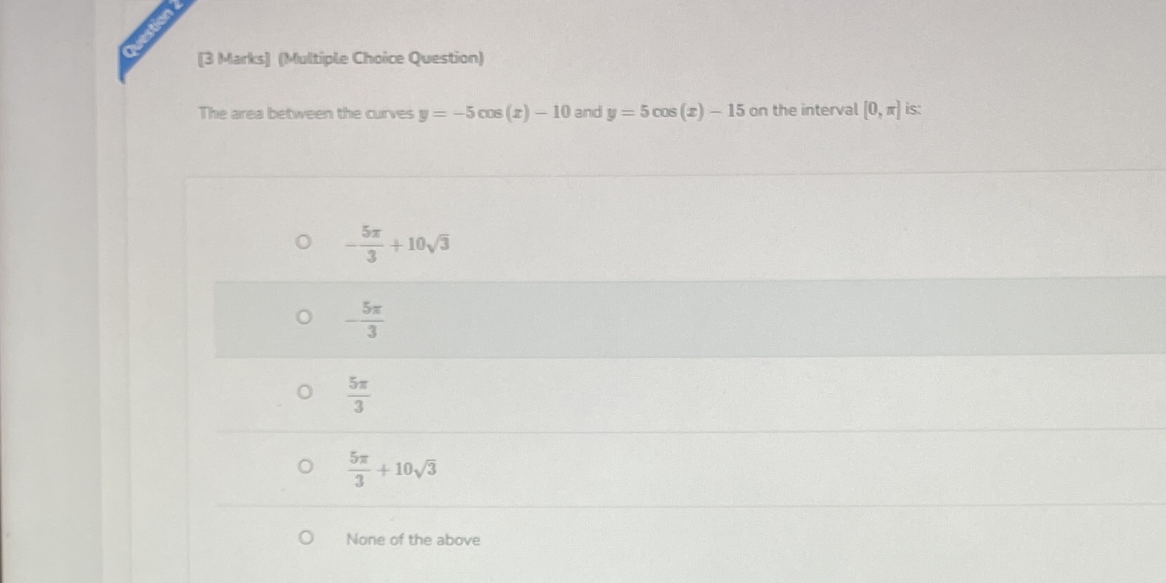 y - -5 cus (x) - 10 and y = 5 cos