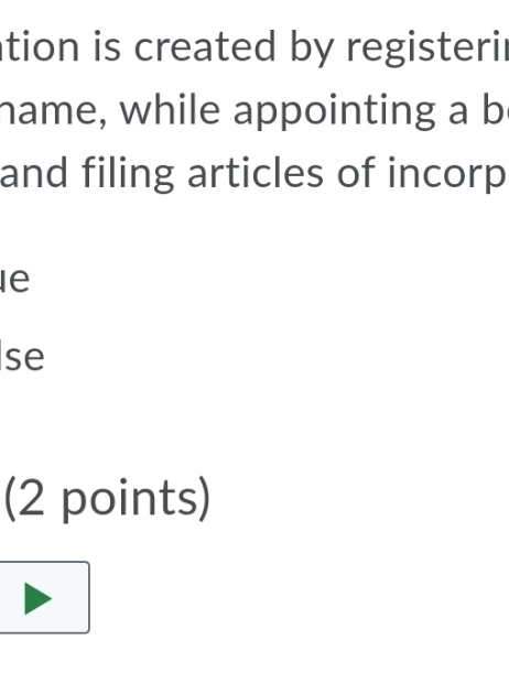 b and filing articles of incorp e se (2 points)