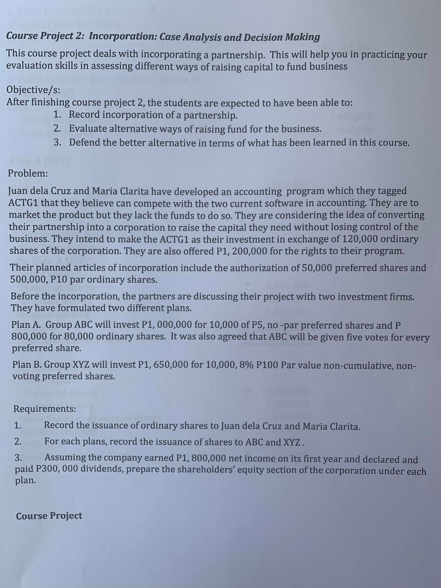  Course Project 2: Incorporation: Case Analysis and Decision Making This course