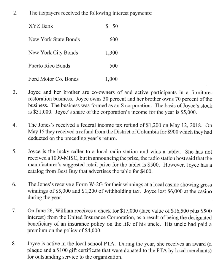 Tax return project. Complete the tax return form and explain why.