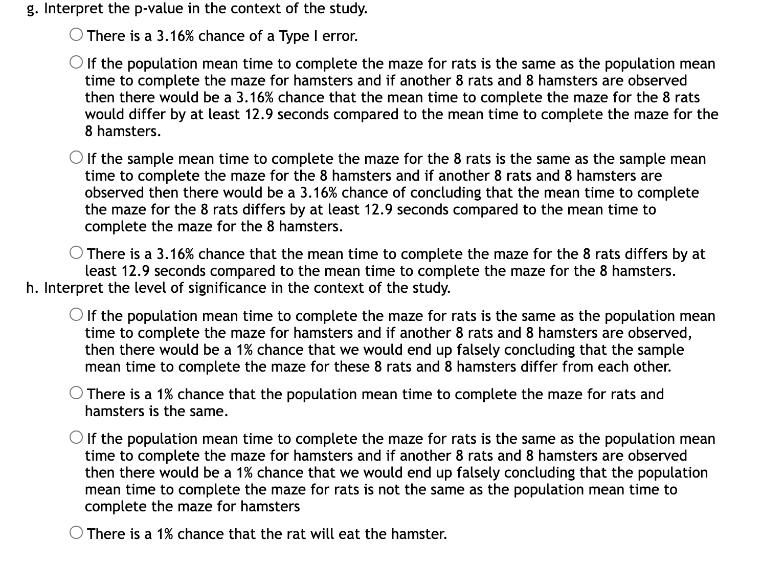 that the population mean test score taking the exam alone is greater
