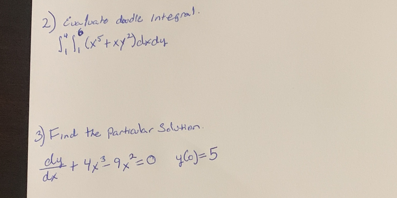  2) Evaluate doodle Integral. J. 1, ( x 5 + x