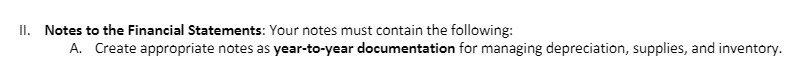  Il. Notes to the Financial Statements: Your notes must contain the